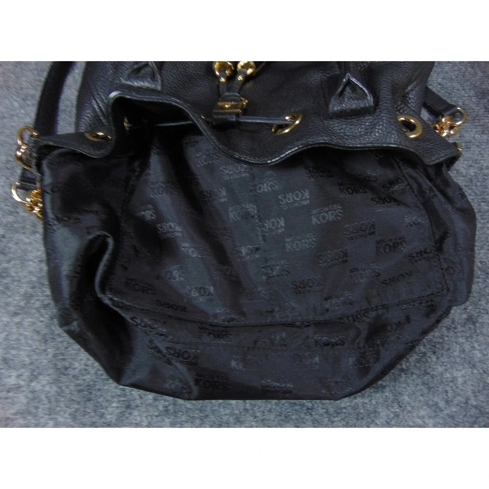 Michael Kors Suri Bucket Purse Black Leather Drawstring Tassel Chain‎ Strap
